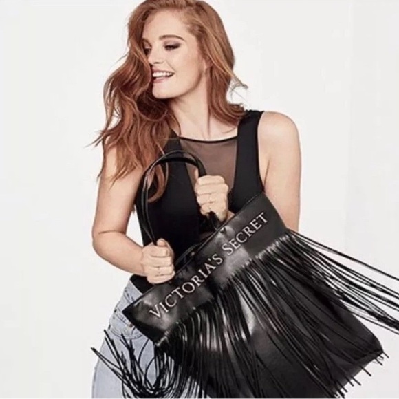 Victoria's Secret Black Fringe Tote - Picture 1 of 3